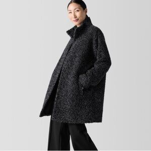 Eileen Fisher Curly Alpaca Stand Collar Coat NWT